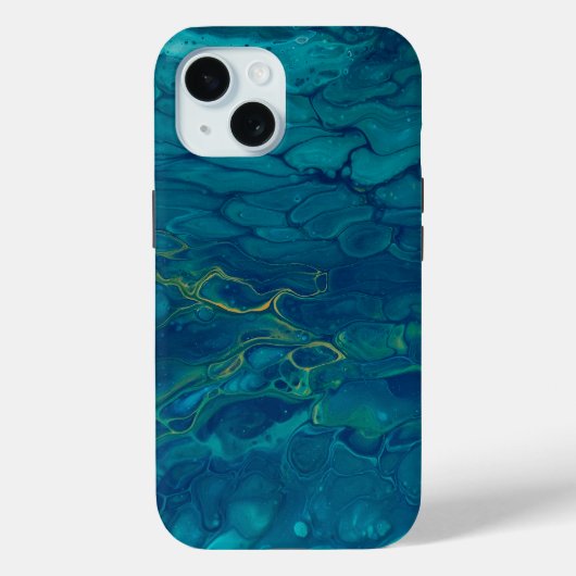 ブルー&イエロー抽象芸術大理石モザイク流体アート Case-Mate iPhoneケース (裏面)