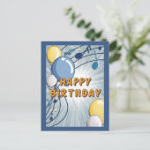 ブルー&イエロー誕生日カード ポストカード (スタンド正面)