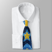 ブルー&イエロー金ゴールドグリッターサッカーファンスポーツチーム ネクタイ (タイ)