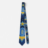 ブルー&イエロー金ゴールドグリッターサッカーファンスポーツチーム ネクタイ (正面)