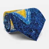 ブルー&イエロー金ゴールドグリッターサッカーファンスポーツチーム ネクタイ (ロール)