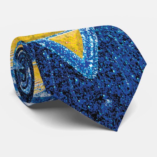 ブルー&イエロー金ゴールドグリッターサッカーファンスポーツチーム ネクタイ (ロール)