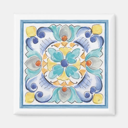 ブルー&イエロー開花 マグネット (正面)