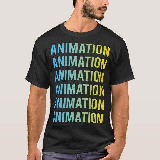 ブルー イエロー アニメーション Tシャツ (正面)