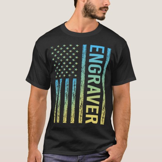 ブルー イエロー エングレイバー Tシャツ (正面)