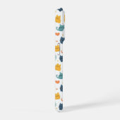 ブルー イエロー オレンジ かわいい 猫柄 猫好き iPhoneケース (右側面)