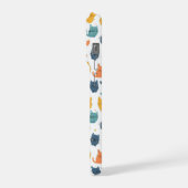 ブルー イエロー オレンジ かわいい 猫柄 猫好き iPhoneケース (左側面)