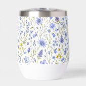 ブルー イエロー グリーン 水彩画 野の花 パターン (正面)