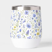 ブルー イエロー グリーン 水彩画 野の花 パターン (背面)