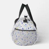 ブルー イエロー グリーン 水彩画 野の花 パターン ダッフルバッグ (右)