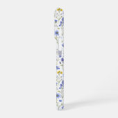 ブルー イエロー グリーン 水彩画 野の花 パターン iPhoneケース (左側面)