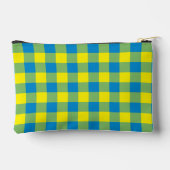 ブルー イエロー グリーン Plaid柄 小 アクセサリーポーチ (裏面)