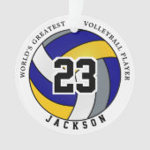 ブルー、イエロー、グレーバレーボール | DIY文字 オーナメント (正面)