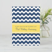 ブルー イエロー チェック 1周年 誕生日 招待状 (スタンド正面)