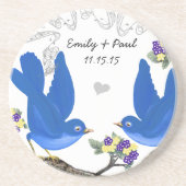 ブルー&イエロー&パープルヴィンテージラブバードコースター コースター (正面)