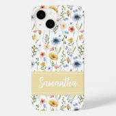 ブルー イエロー ピンク 水彩 野の花 名前 Case-Mate iPhoneケース (裏面)