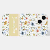 ブルー イエロー ピンク 水彩 野の花 名前 Case-Mate iPhoneケース (裏面 (横))