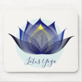 ブルー イエロー ロータス フラワー アート エレガント ユニーク ヨガ マウスパッド (正面)