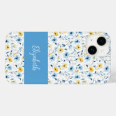 ブルー+イエロー+水彩+ワイルドフラワーの名前 Case-Mate iPhoneケース (裏面 (横))