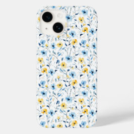 ブルー＋イエロー＋水彩＋ワイルドフラワー Case-Mate iPhone 14ケース