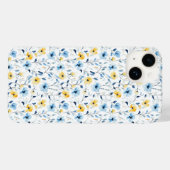 ブルー+イエロー+水彩+ワイルドフラワー Case-Mate iPhoneケース (裏面 (横))