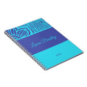 ブルー&インディゴフローラゼブラリノカットの名前&年 ノートブック (右側)