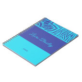 ブルー&インディゴフローラゼブラリノカットの名前&年 ノートブック (左側)