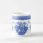 ブルー・ウィロー・ピーコック鳥島動物おもしろい美術 コーヒーマグカップ (中央)