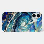 ブルー・ウェーブ ステンドグラス iPhoneケース 海のデザイン Case-Mate iPhoneケース (裏面 (横))