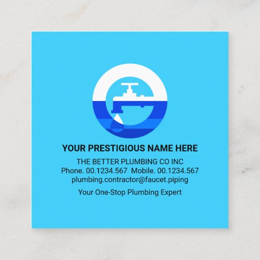 ブルー・ウォーターの銀水栓パイグランジプライン スクエア名刺 (裏面)