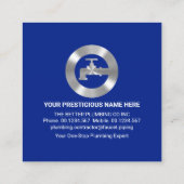 ブルー・ウォーターの銀水栓パイプライン スクエア名刺 (裏面)