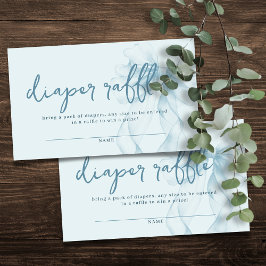 ブルー ウォーターカラー ボウ ベイビー シャワー おむつラッフル エンクロージャーカード