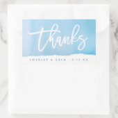 ブルー ウォーターカラー ミニ ワイン シャンパン ラベルに感謝 長方形シール (バッグ)