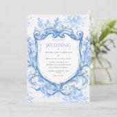 ブルー ウォーターカラー ヴィンテージ ウェディング 招待状 (スタンド正面)