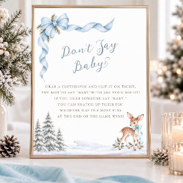 ブルー・ウッドランド・ベビーシャワー Don't Say Baby ゲームサイン ポスター