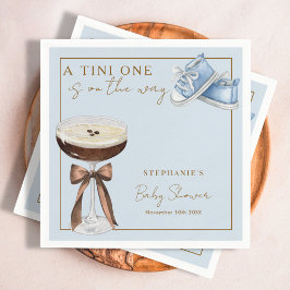 ブルー・エスプレッソ・マティーニの男の子ベビーシャワー Tini One スタンダードカクテルナプキン
