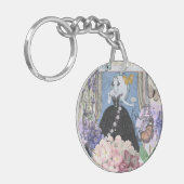 ブルー・エレガント・ウーマン・フローラル・ファンシー・ガウン キーホルダー (正面左)