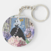 ブルー・エレガント・ウーマン・フローラル・ファンシー・ガウン キーホルダー (裏面)
