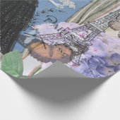 ブルー・エレガント・ウーマン・フローラル・ファンシー・ガウン ラッピングペーパー (角)