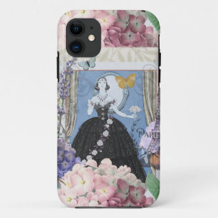 ブルー・エレガント・ウーマン・フローラル・ファンシー・ガウン iPhone 11 ケース