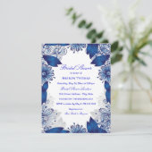 ブルー エレガント フラワーズ | ブライダルシャワー 招待状 (スタンド正面)