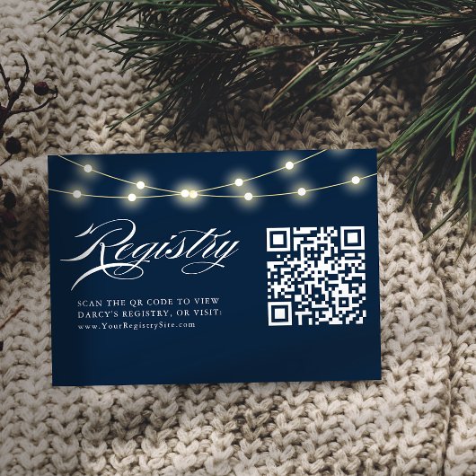 ブルー エレガント ミニマリスト ベビーシャワー QR コード ギフト R 封入カード エンクロージャーカード
