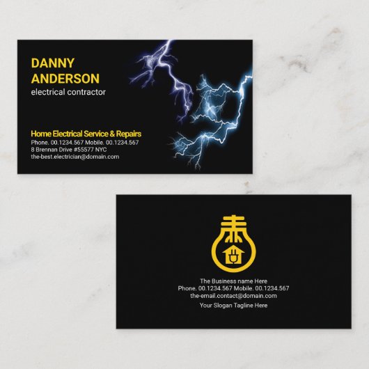 ブルー·エレクトリック·稲妻·ストライク·エレクトリクシャン 名刺 (正面/裏面)