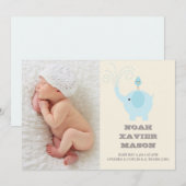 ブルー エレファント | 誕生のお知らせ 案内状 (正面/裏面)