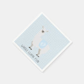 ブルー&オフホワイトLlamaベビー男女兼用シャワー スタンダードカクテルナプキン (角)