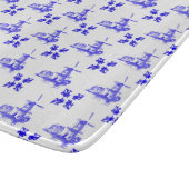 ブルー，オランダ風車，ヴィンテージスタイル カッティングボード (角)