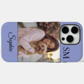 ブルー オリジナル 名前イニシャル 1枚の写真 Case-Mate iPhoneケース (裏面 (横))