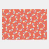 ブルー&オレンジの誕生日ラッピング紙 ラッピングペーパーシート (正面)