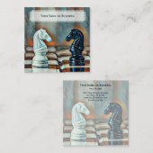 ブルー，オレンジクラシック色のチェス騎士コーチクラブ スクエア名刺 (正面/裏面)