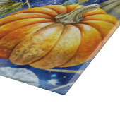 ブルー&オレンジグリッタールック秋カボチャ カッティングボード (角)